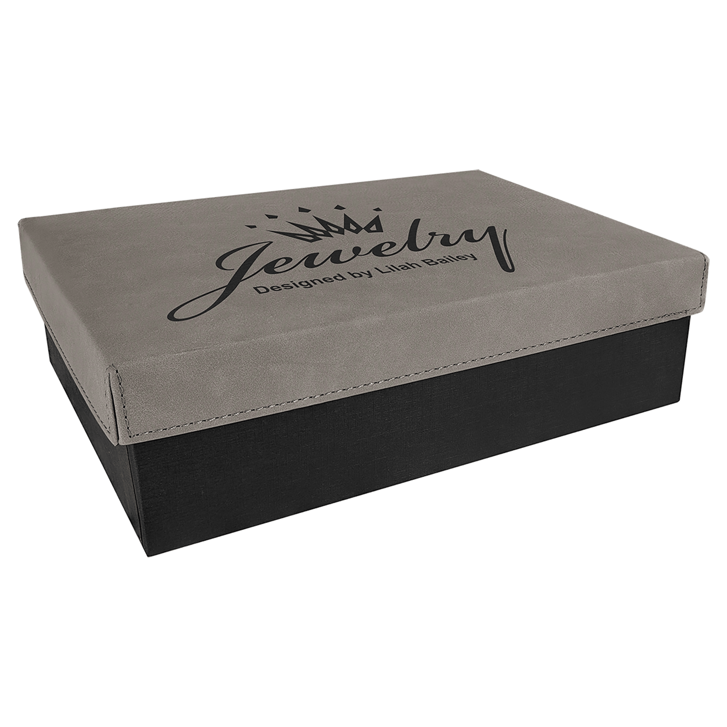 9 7/8" x 7 1/8" Gray Gift Box with Laserable Leatherette Lid