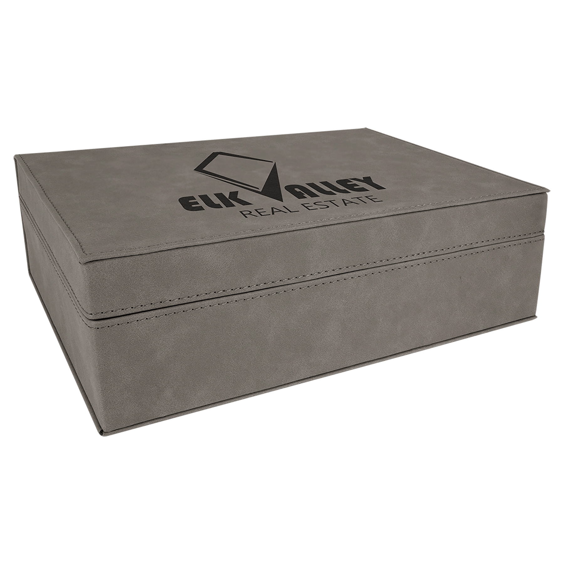 Gray Engravable Leatherette Premium Gift Box - 10 1/4" x 7 1/2"