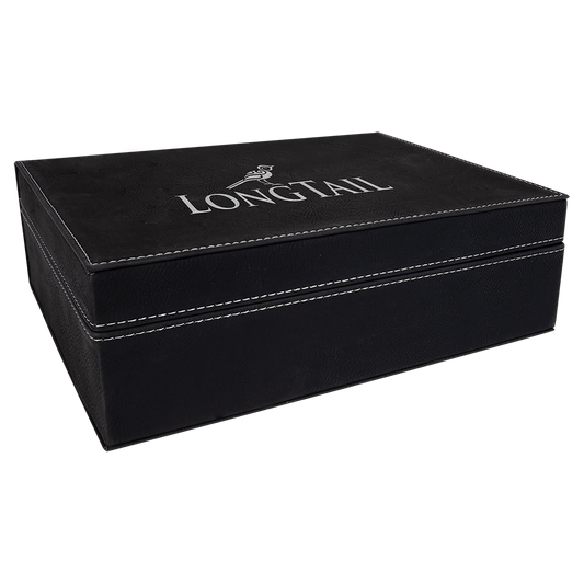 10 1/4" x 7 1/2" Black/Silver Laserable Leatherette Premium Gift Box