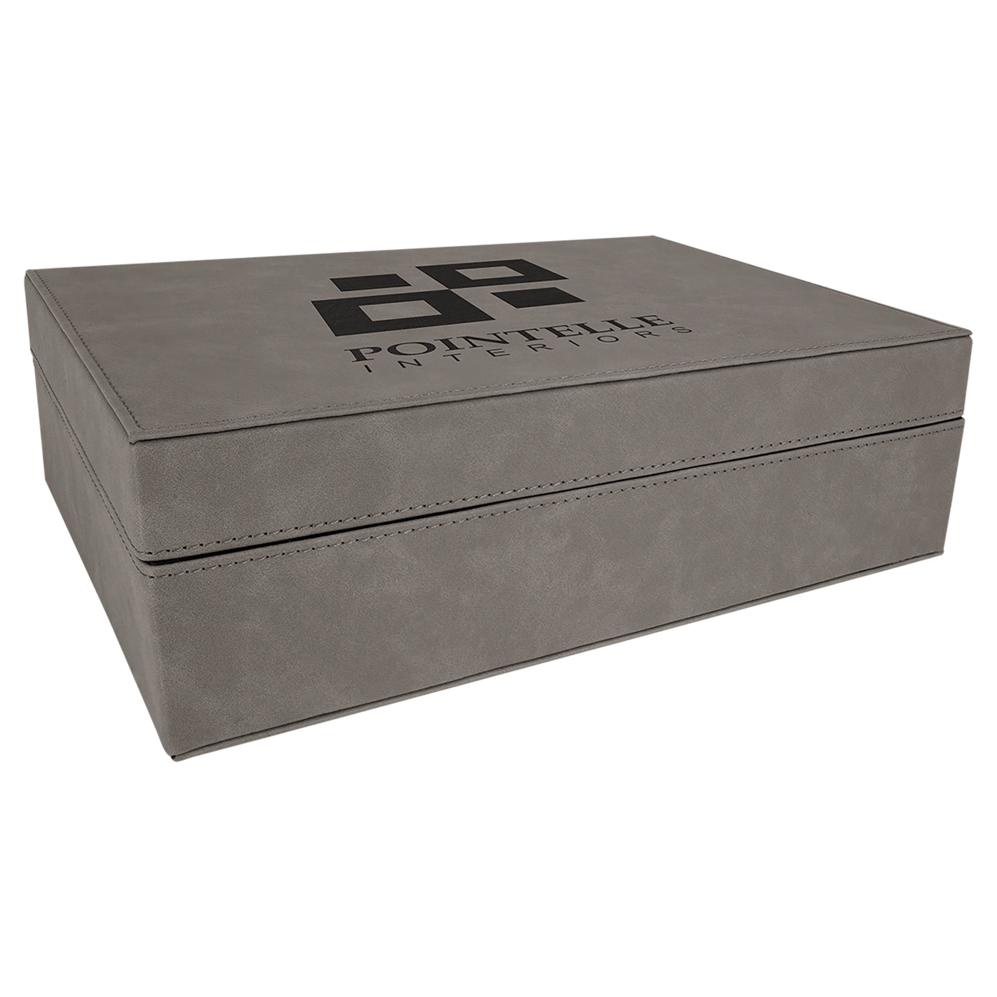 12 1/4" x 8 1/4" Gray Laserable Leatherette Premium Gift Box