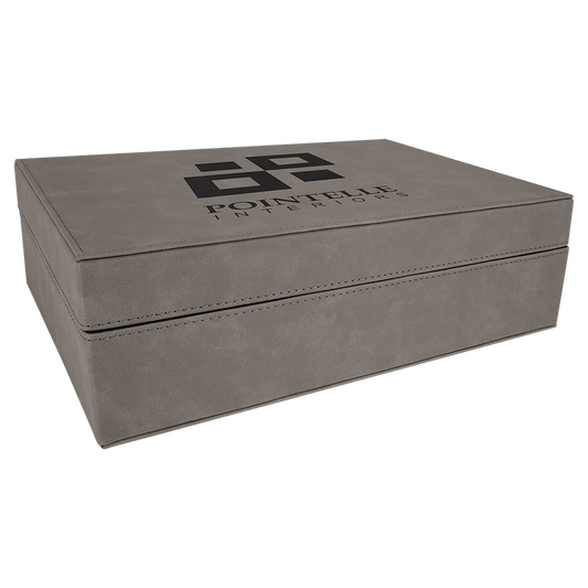 12 1/4" x 8 1/4" Gray Laserable Leatherette Premium Gift Box