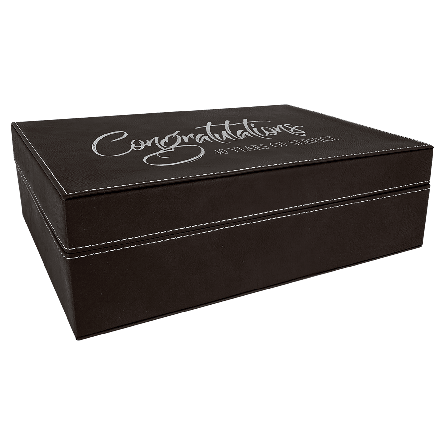 12 1/4" x 8 1/4" Black/Silver Laserable Leatherette Premium Gift Box