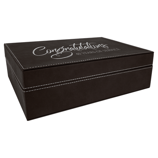 12 1/4" x 8 1/4" Black/Silver Laserable Leatherette Premium Gift Box