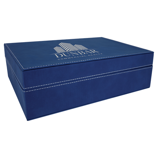 12 1/4" x 8 1/4" Blue/Silver Laserable Leatherette Premium Gift Box