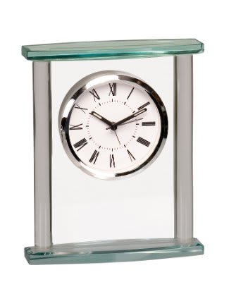 Square Glass Clock with Top - 7"