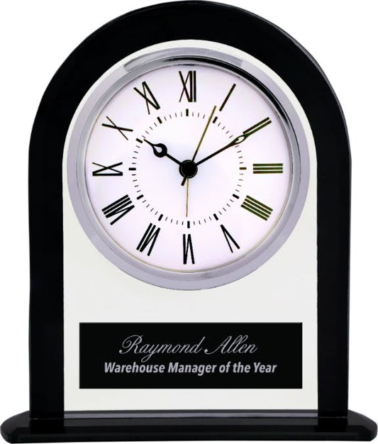 Black/Clear Glass Arch Clock - 6 1/4"