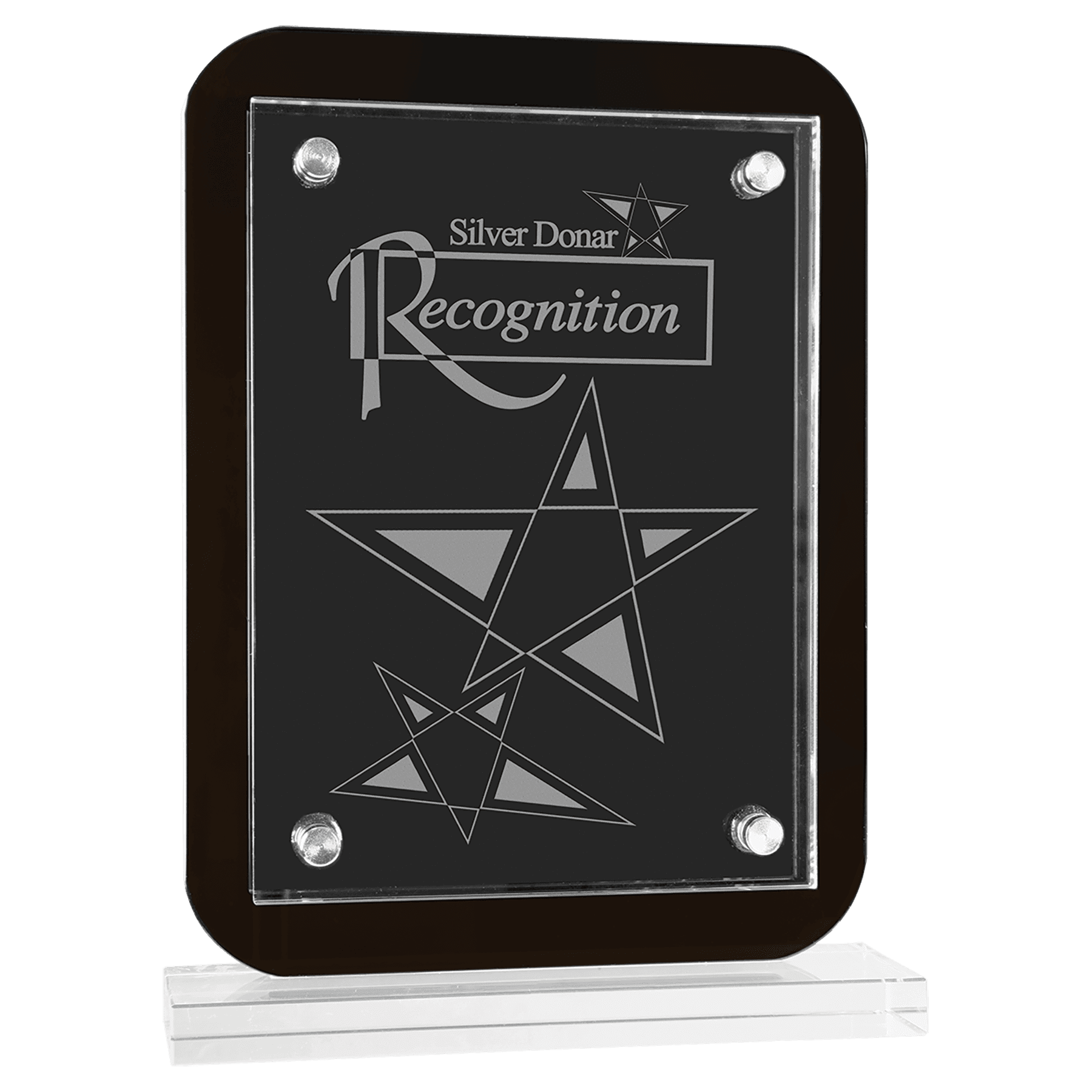 Black Floating Glass Standup Plaque - 7 1/2" x 10"