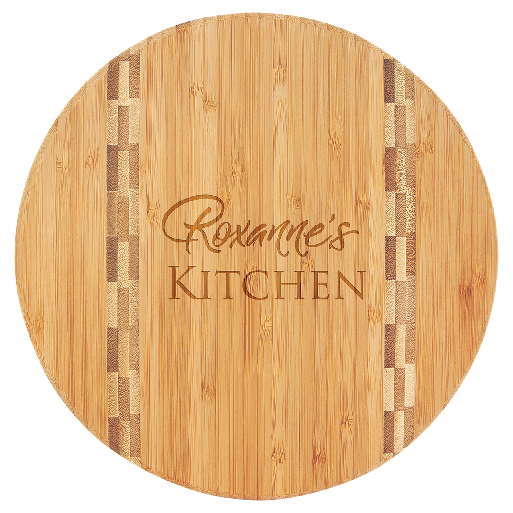 Round Bamboo Cutting Board with Butcher Block Inlay - 9 3/4"