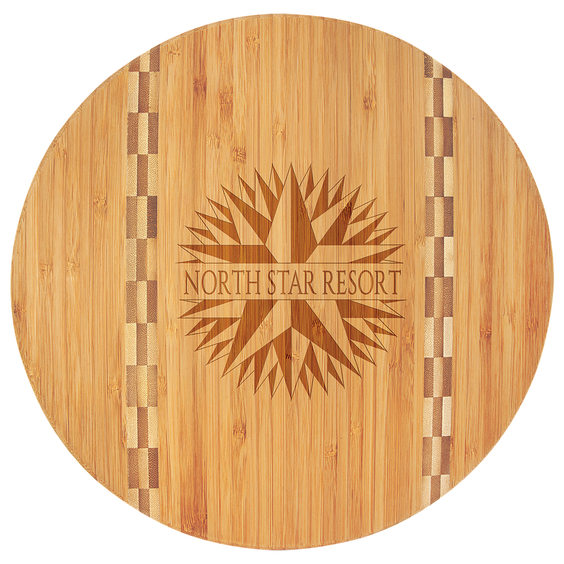 Round Bamboo Cutting Board with Butcher Block Inlay - 11 3/4"