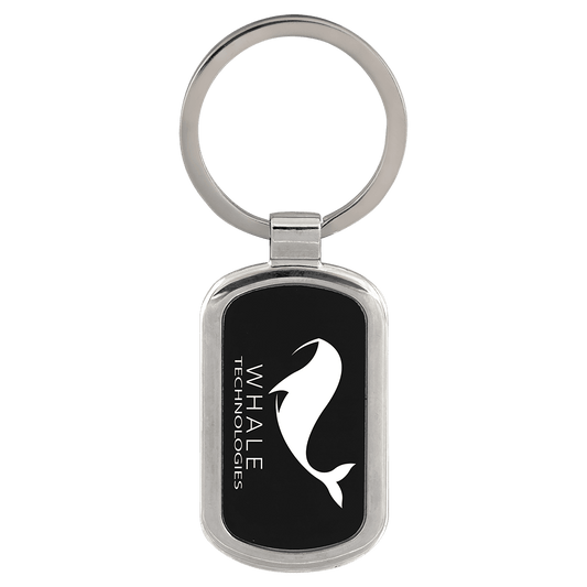 1 1/8" x 1 7/8" Black Laserable Rectangle Keychain