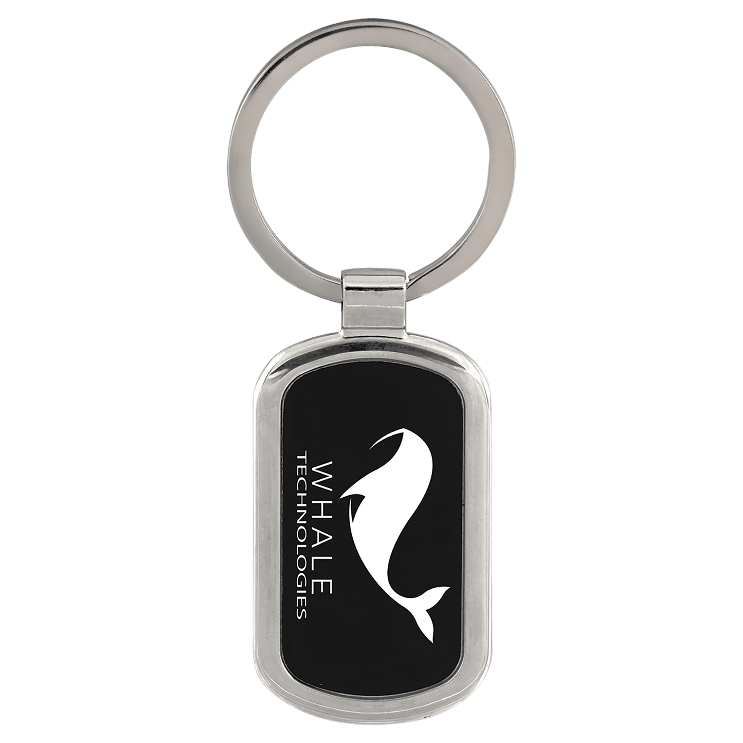 Black Engravable Rectangle Keychain - 1 1/8" x 1 7/8"