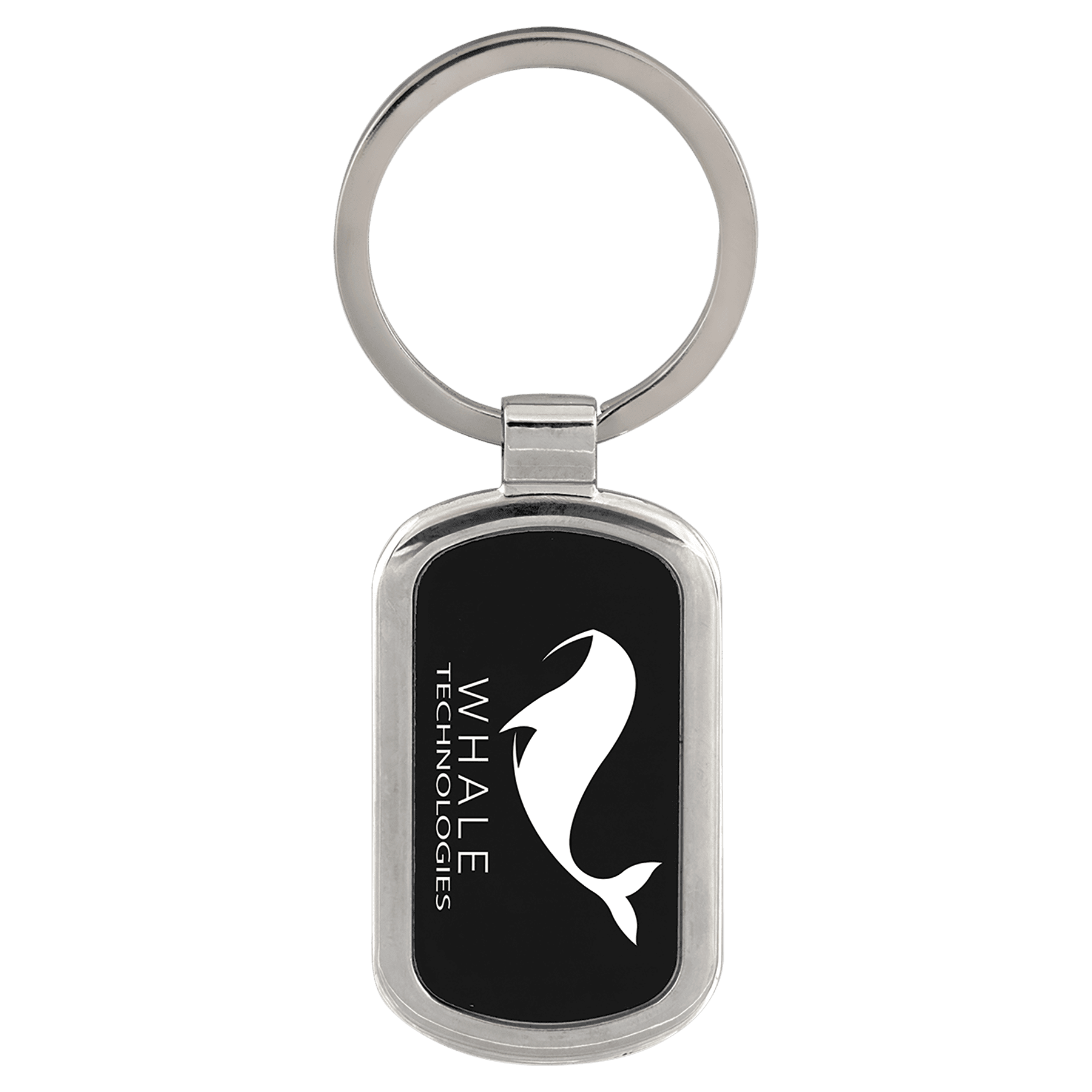 Black Engravable Rectangle Keychain - 1 1/8" x 1 7/8"