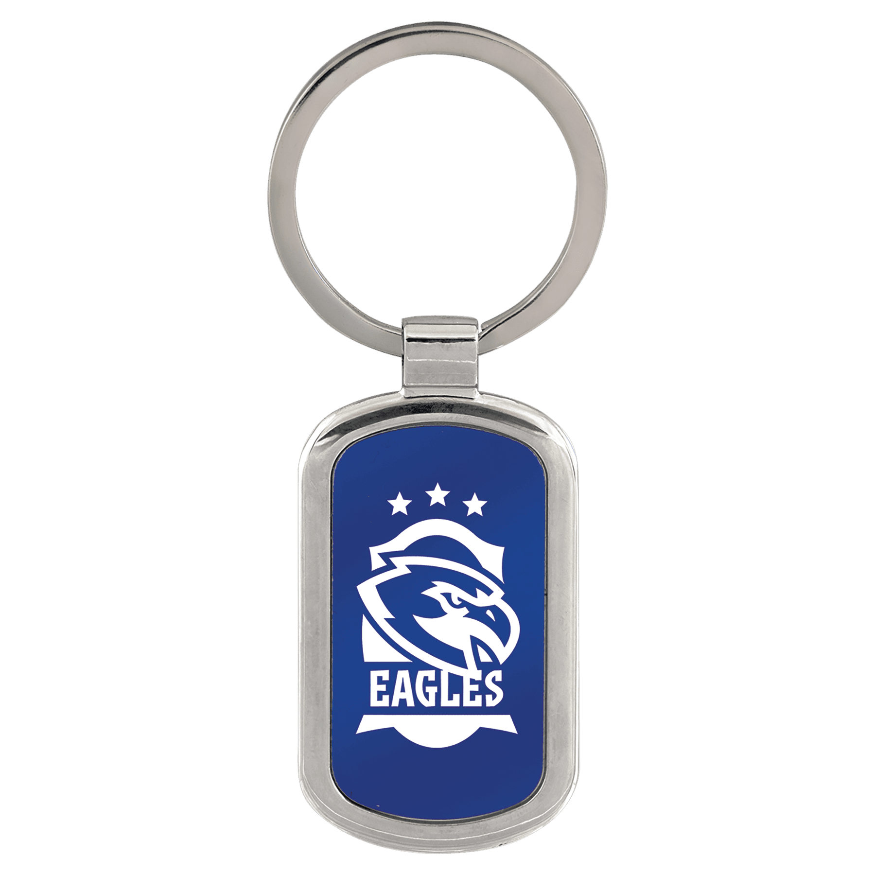 Blue Engravable Rectangle Keychain - 1 1/8" x 1 7/8"