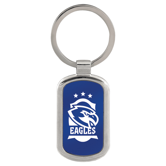 1 1/8" x 1 7/8" Blue Laserable Rectangle Keychain