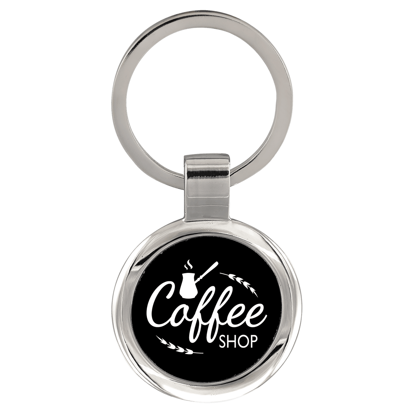 Black Engravable Round Keychain - 2 1/2"