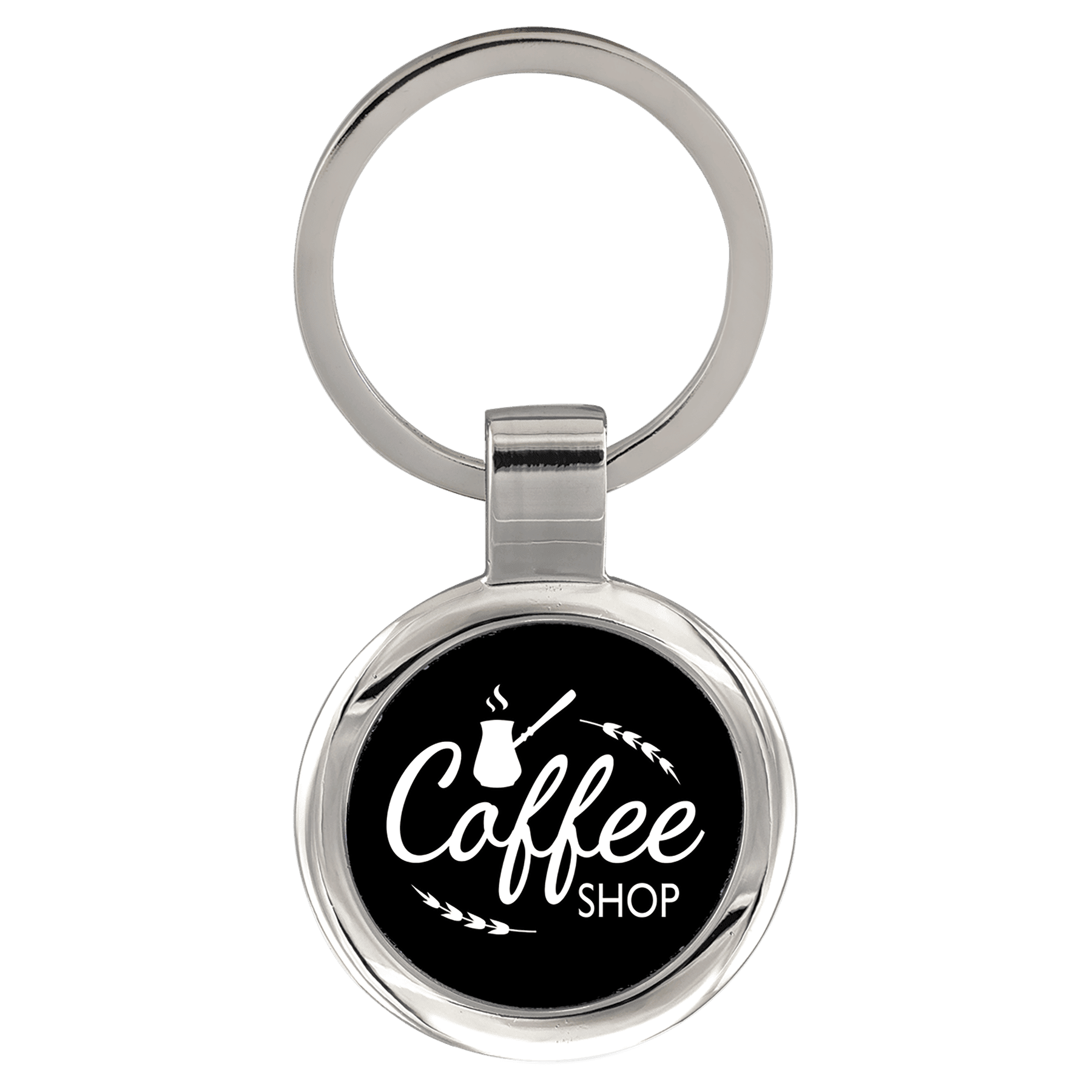Black Engravable Round Keychain - 2 1/2"
