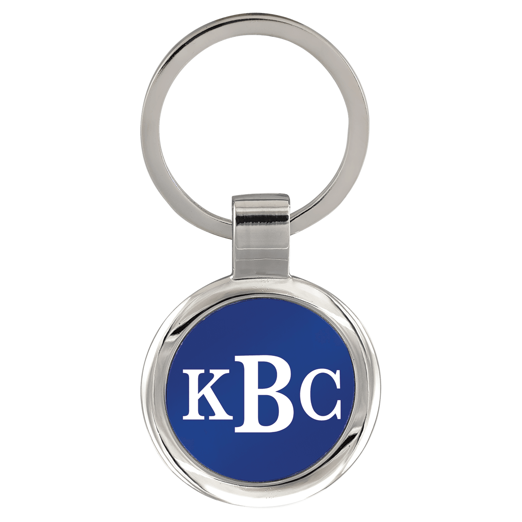 Blue Engravable Round Keychain - 3"
