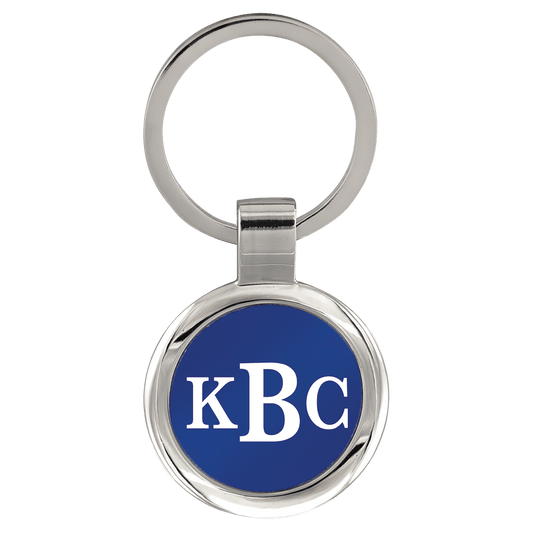 Blue Engravable Round Keychain - 3"