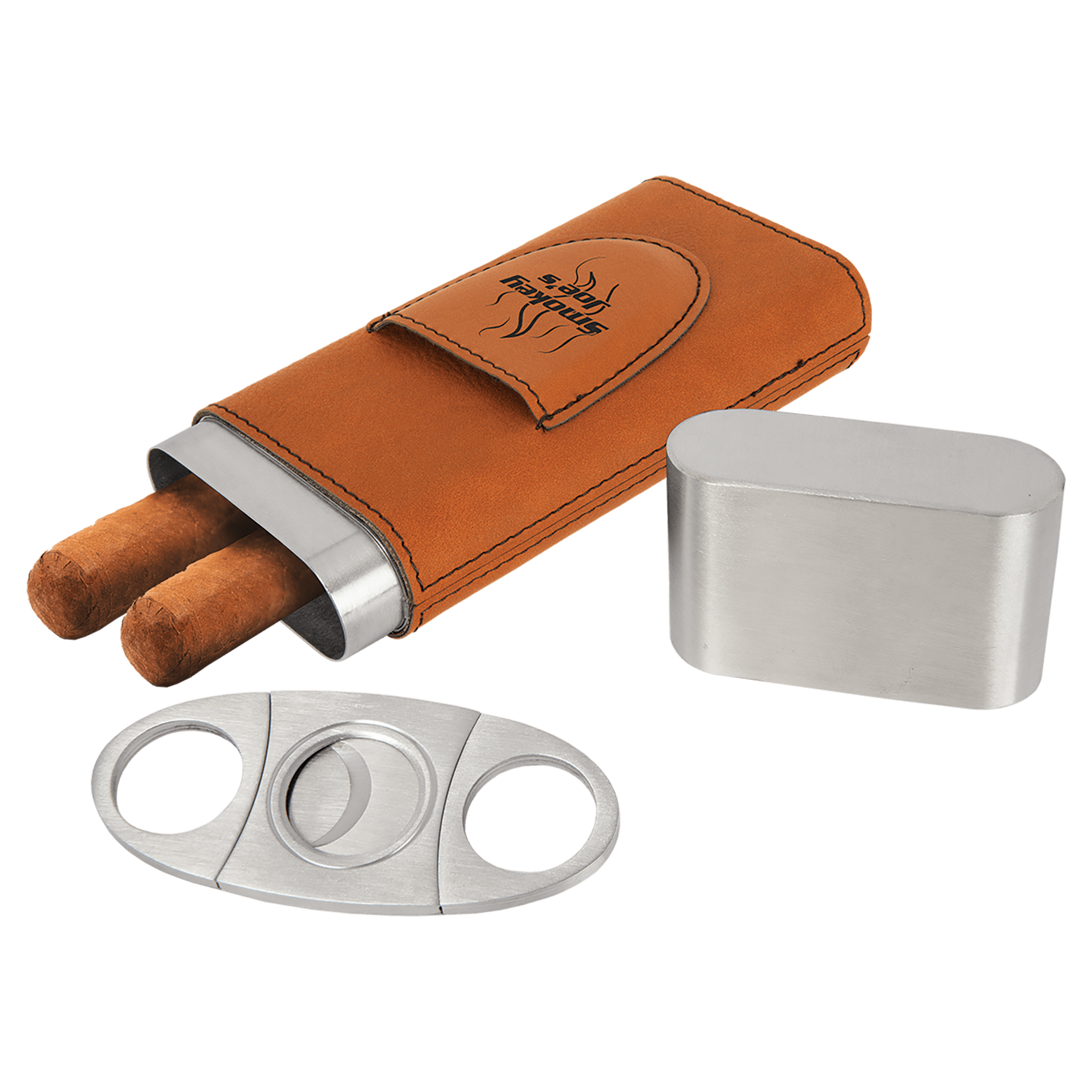 Rawhide Engravable Leatherette Cigar Case with Cutter