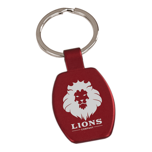 Red Engravable Rectangle Keychain - 1 5/8"