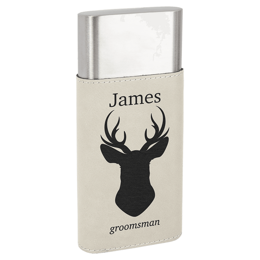 White Engravable Leatherette Cigar Case with Cutter
