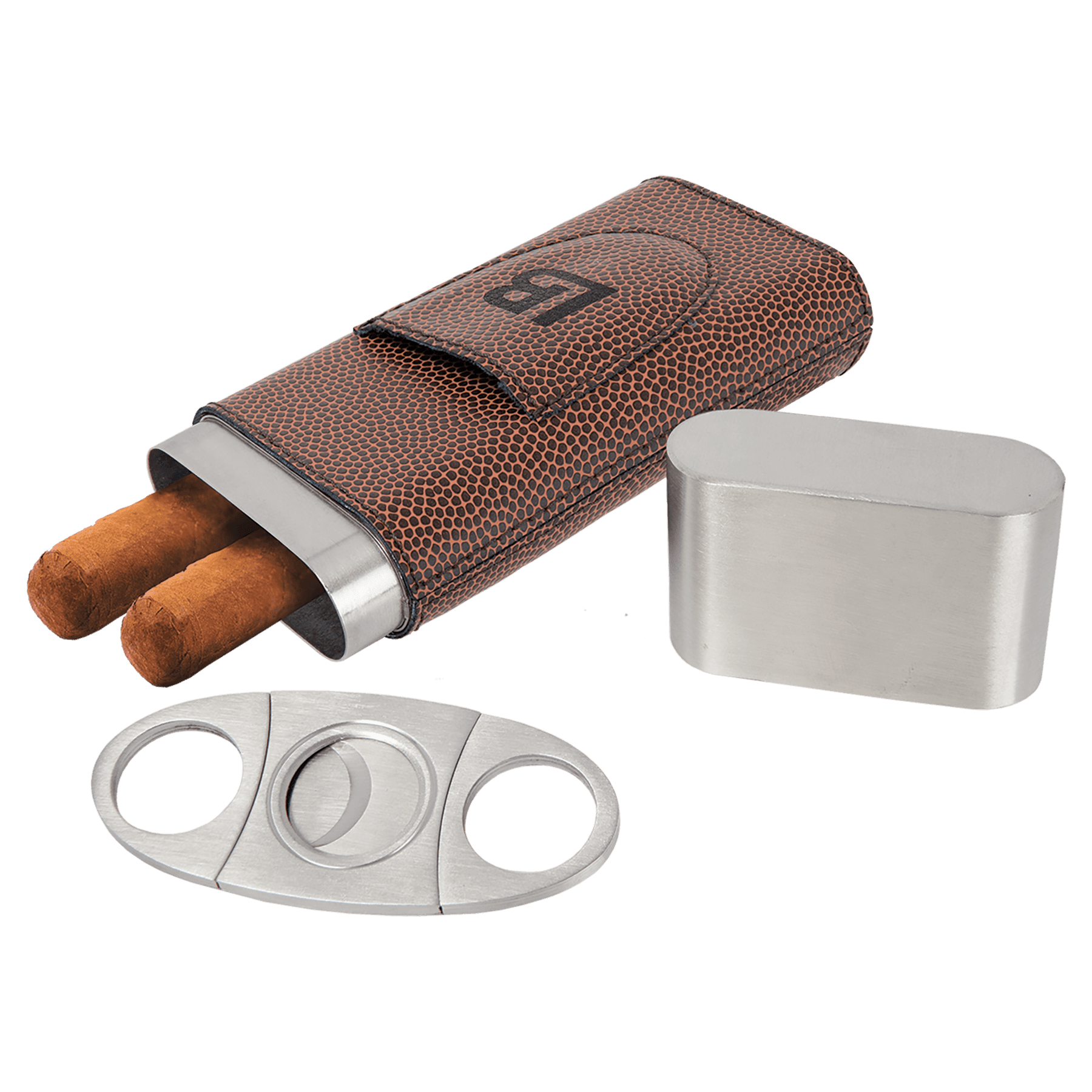 Football Engravable Leatherette Cigar Case with Cutter