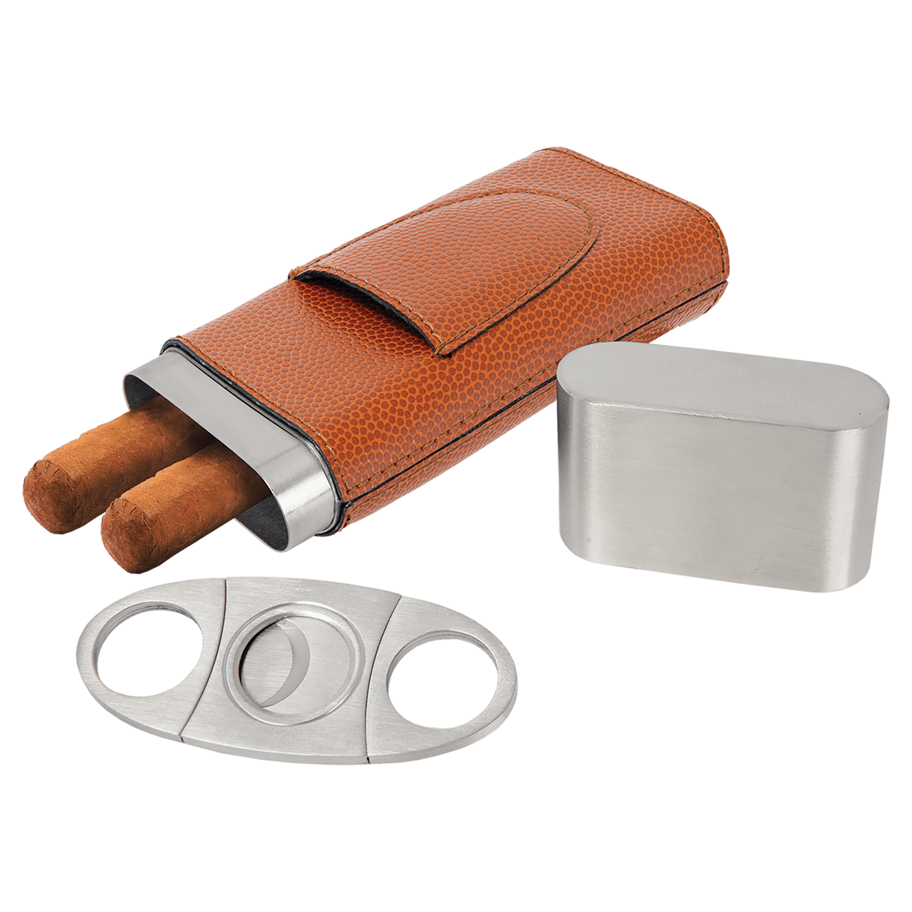 Basketball Engravable Leatherette Cigar Case with Cutter