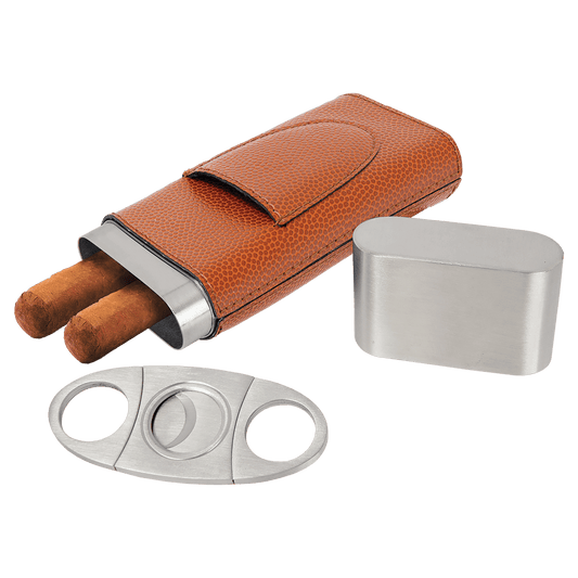 Basketball Engravable Leatherette Cigar Case with Cutter
