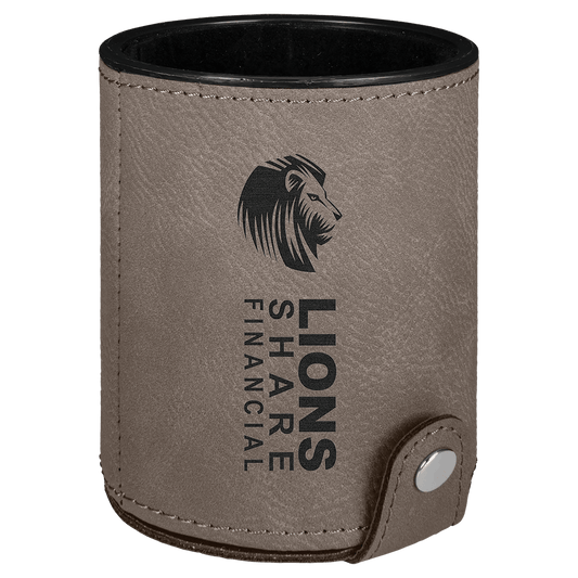 Gray Engravable Leatherette Dice Cup with 5 Dice