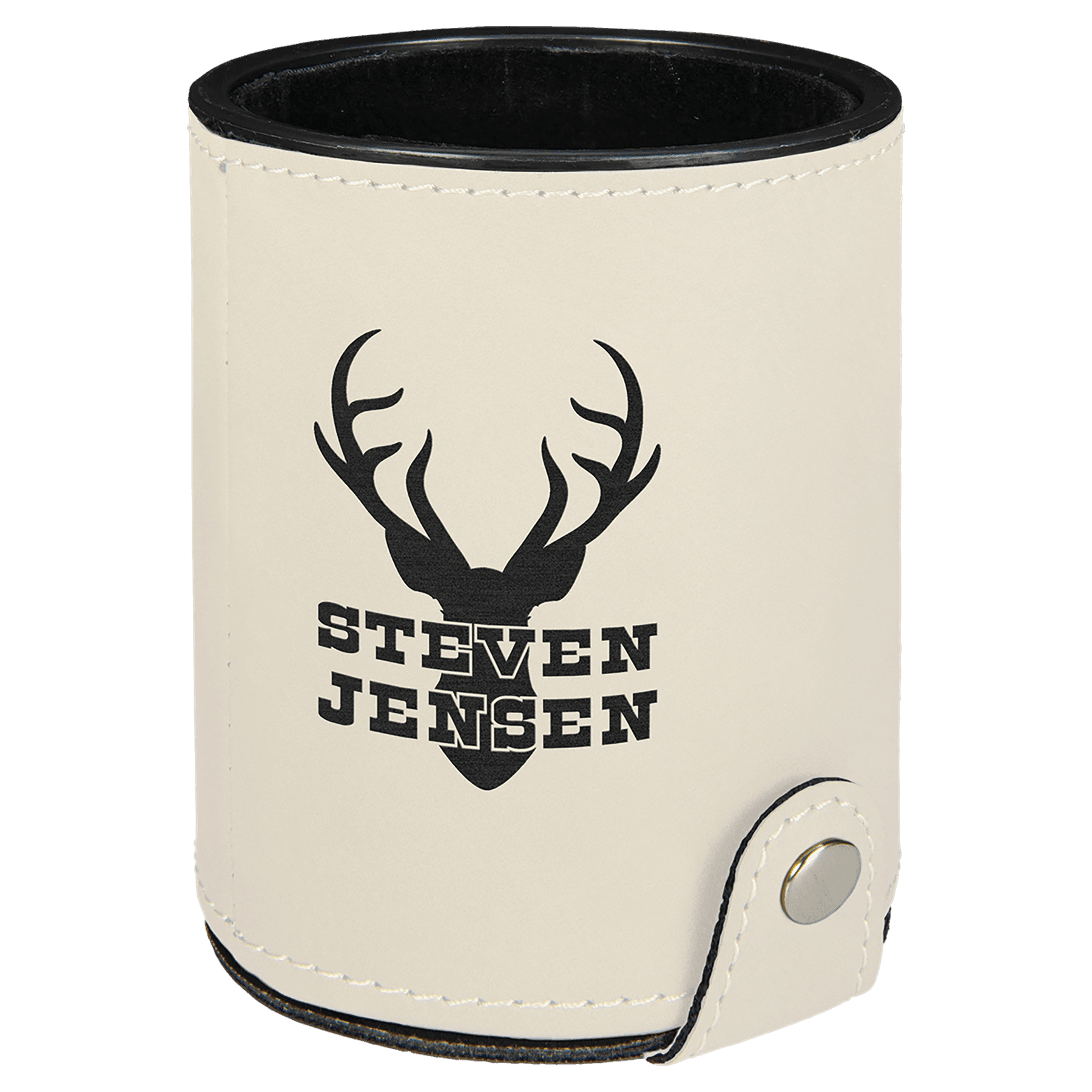 White Engravable Leatherette Dice Cup with 5 Dice