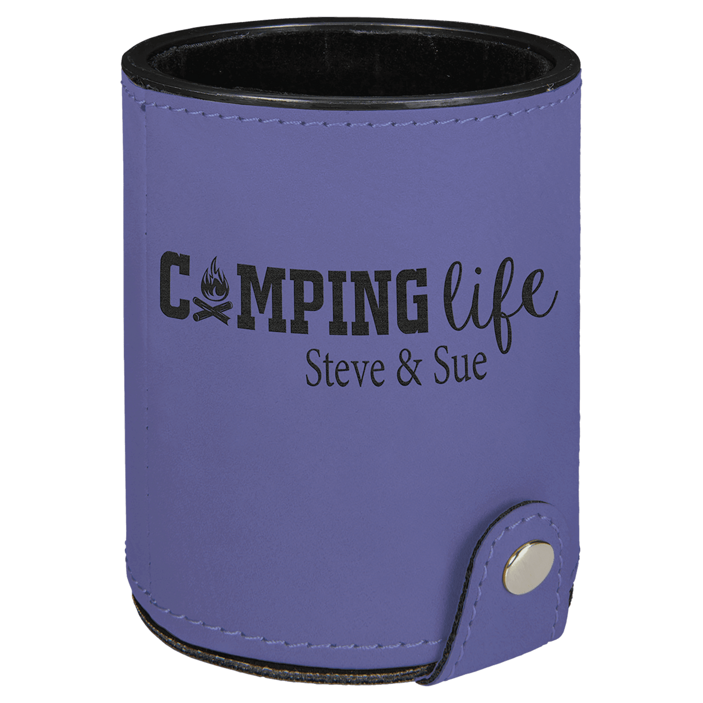 Purple Engravable Leatherette Dice Cup with 5 Dice
