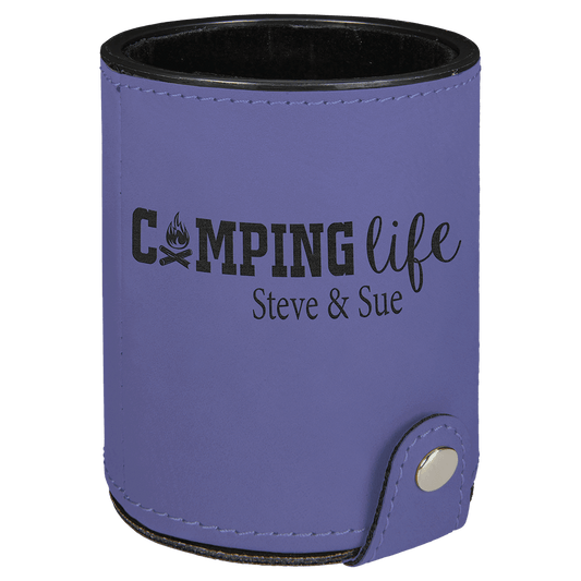 Purple Engravable Leatherette Dice Cup with 5 Dice