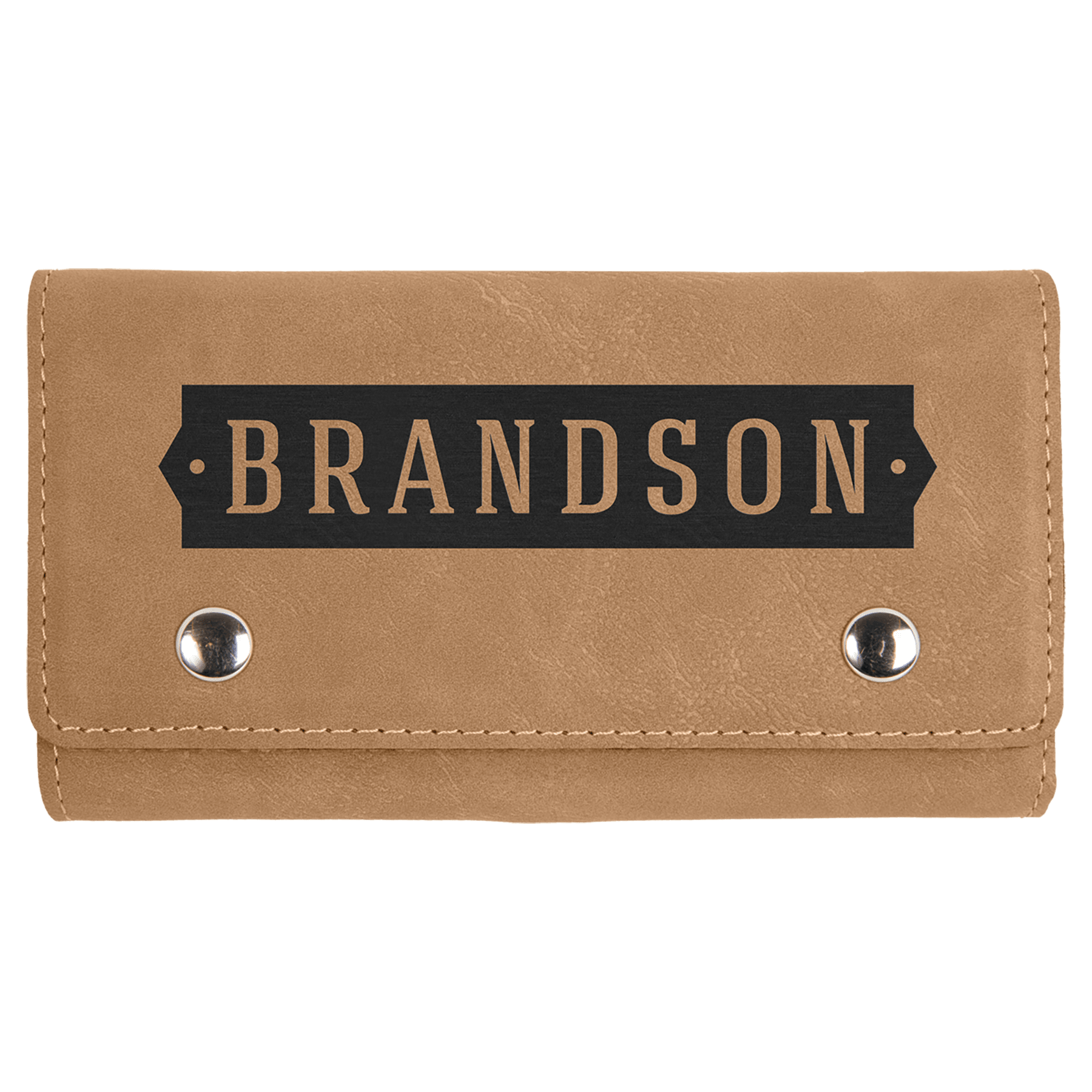 Light Brown Engravable Leatherette Card & Dice Set