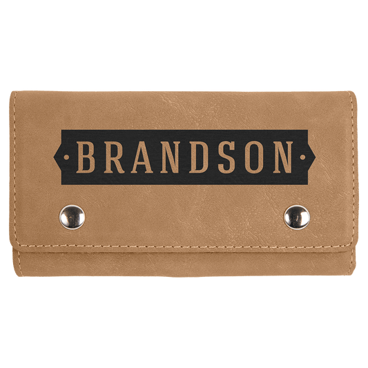 Light Brown Engravable Leatherette Card & Dice Set