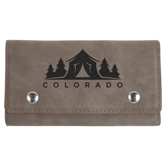 Gray Engravable Leatherette Card & Dice Set