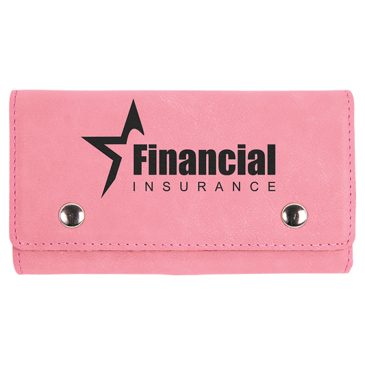 Pink Engravable Leatherette Card & Dice Set