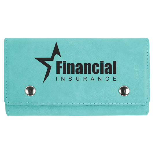 Teal Laserable Leatherette Card & Dice Set