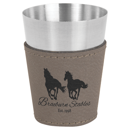 2 oz. Gray Engravable Leatherette & Stainless Steel Shot Glass