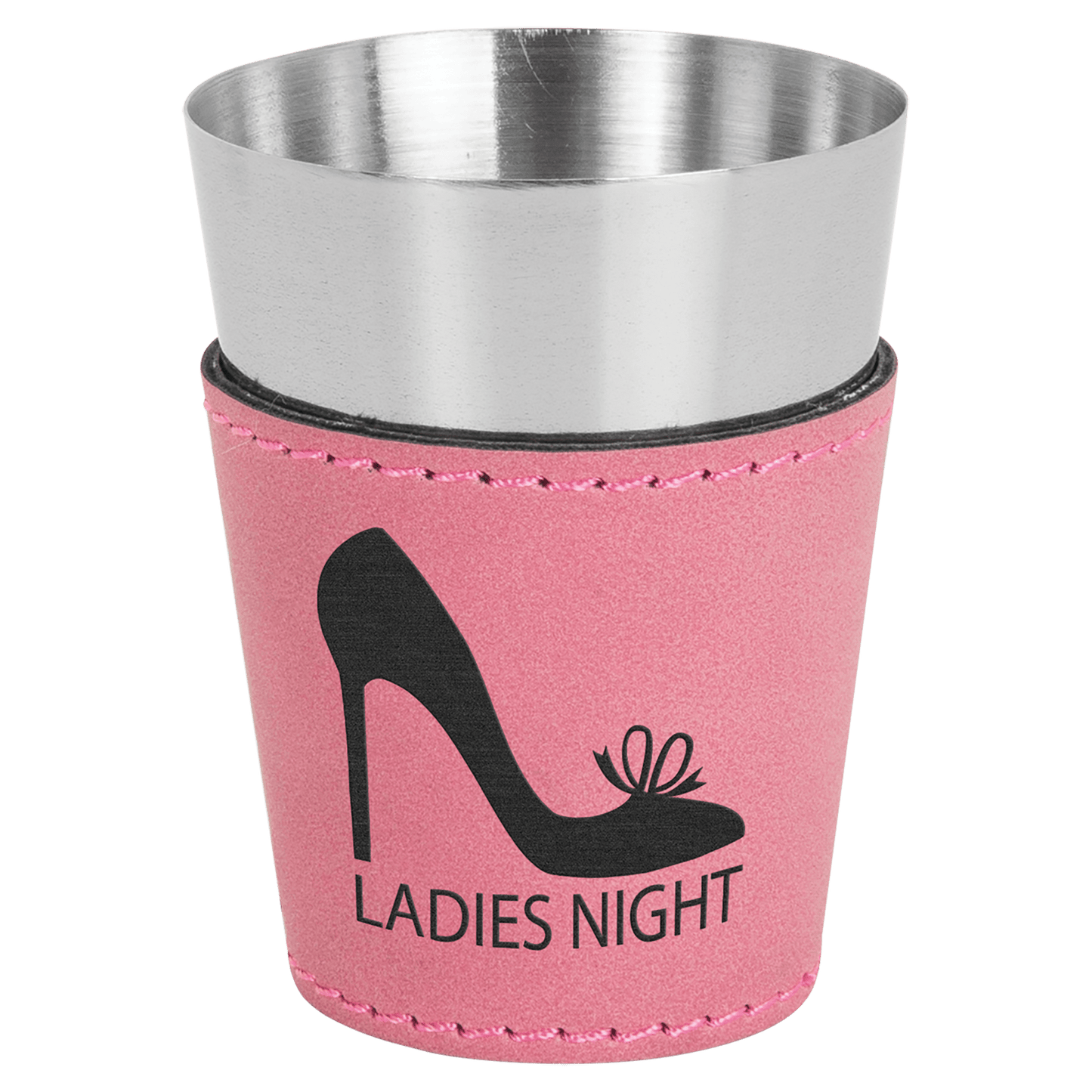 2 oz. Pink Engravable Leatherette & Stainless Steel Shot Glass