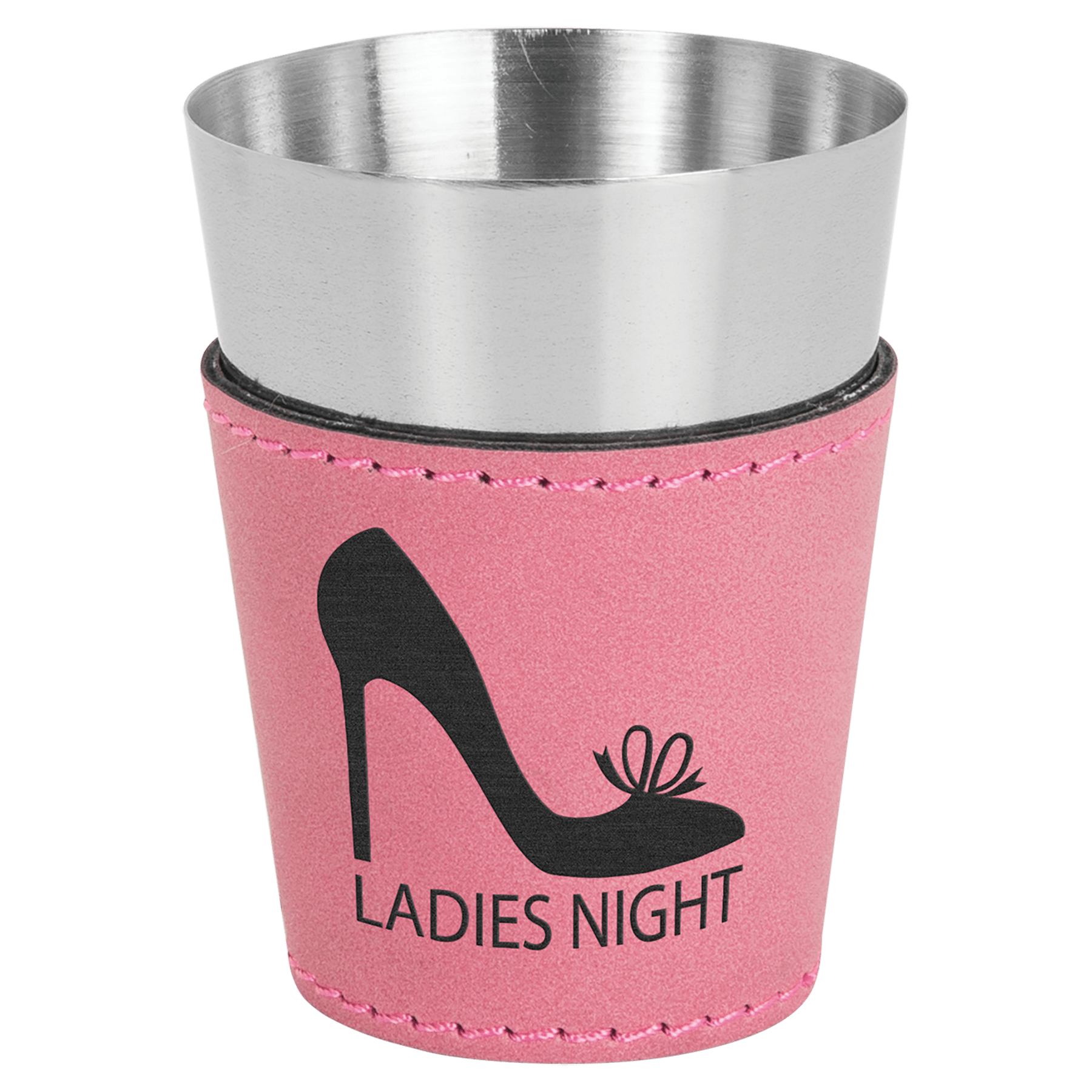 2 oz. Pink Engravable Leatherette & Stainless Steel Shot Glass