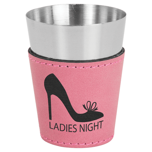 2 oz. Pink Laserable Leatherette & Stainless Steel Shot Glass