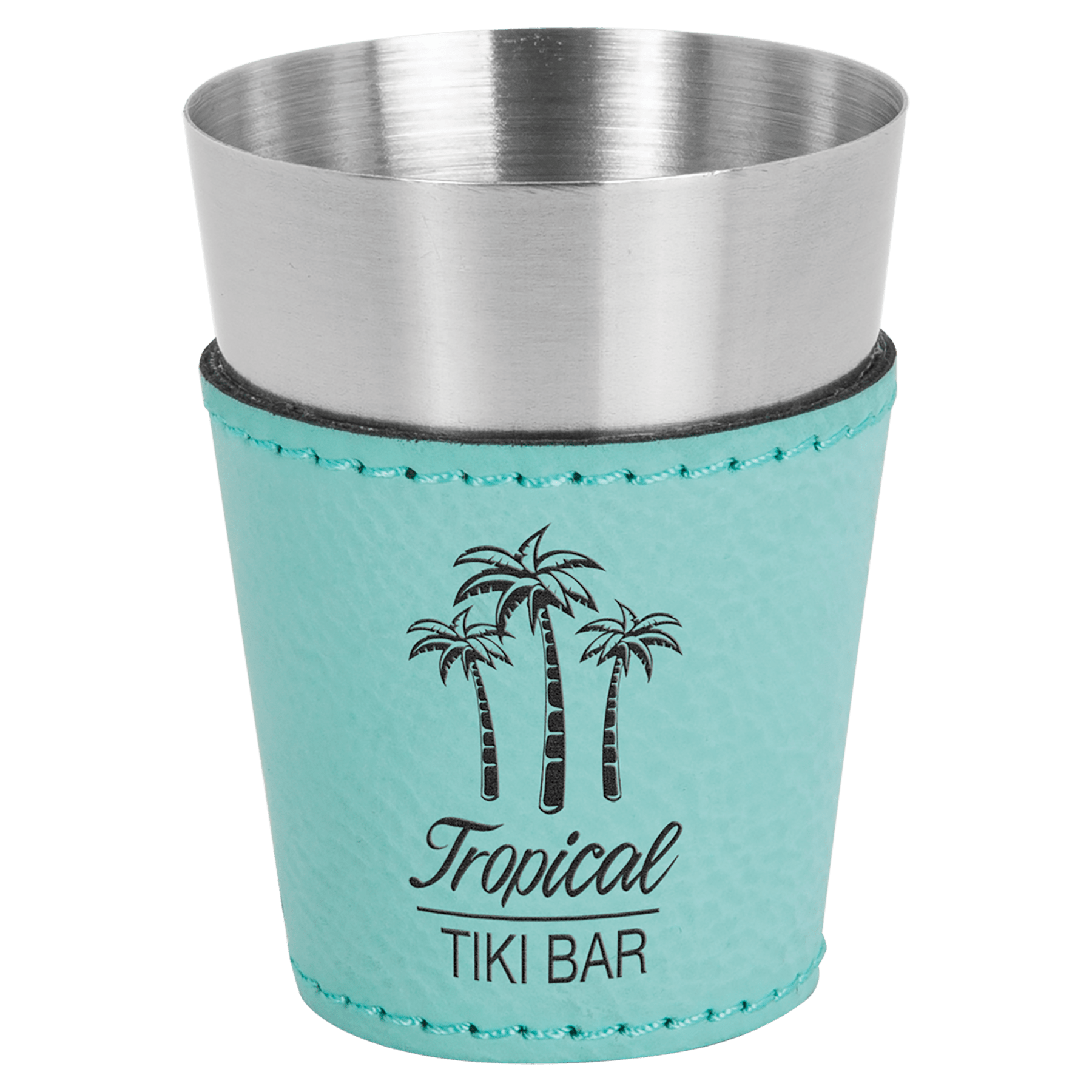 2 oz. Teal Engravable Leatherette & Stainless Steel Shot Glass