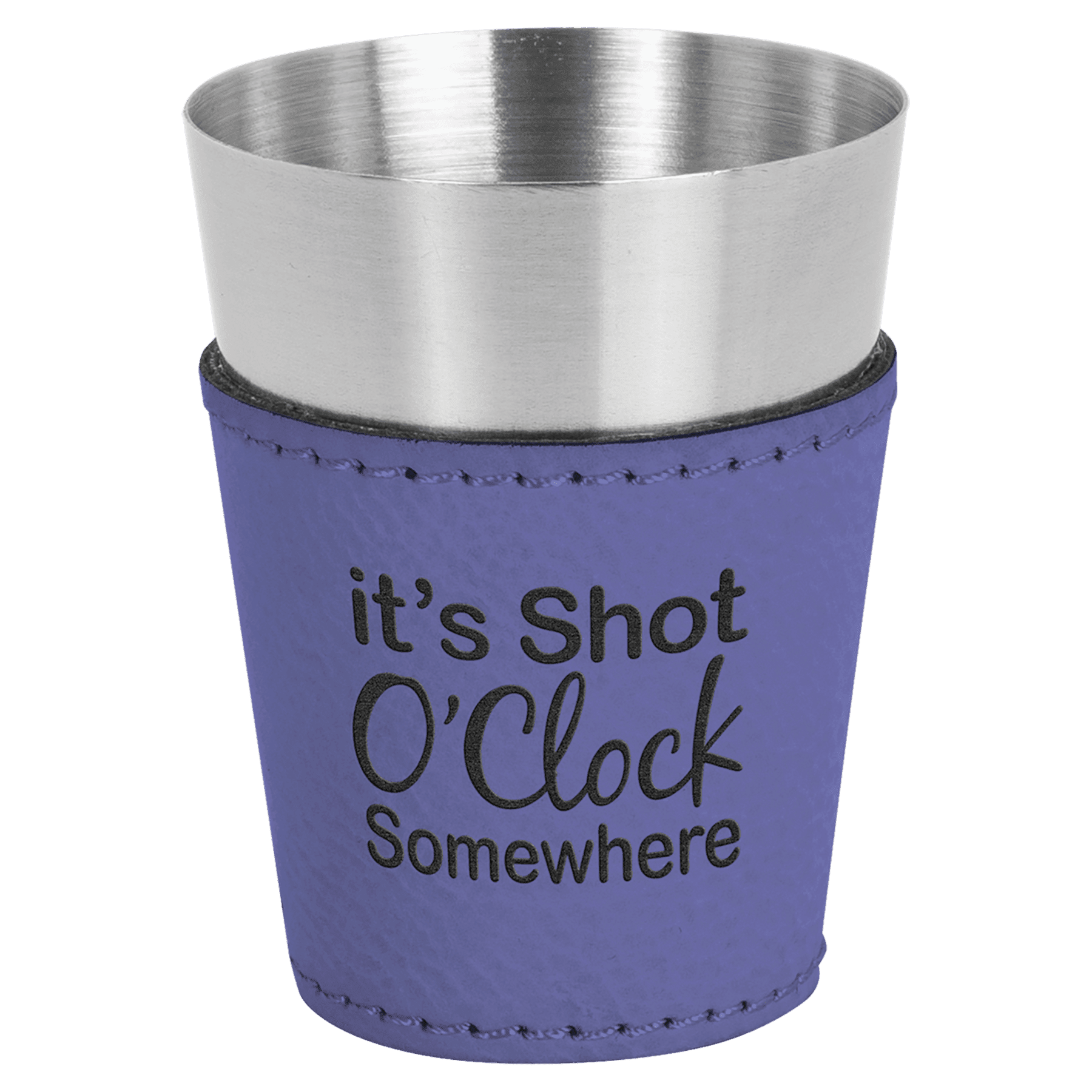 2 oz. Purple Engravable Leatherette & Stainless Steel Shot Glass
