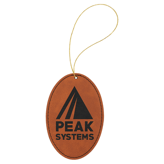 Rawhide Engravable Leatherette Oval Ornament with Gold String