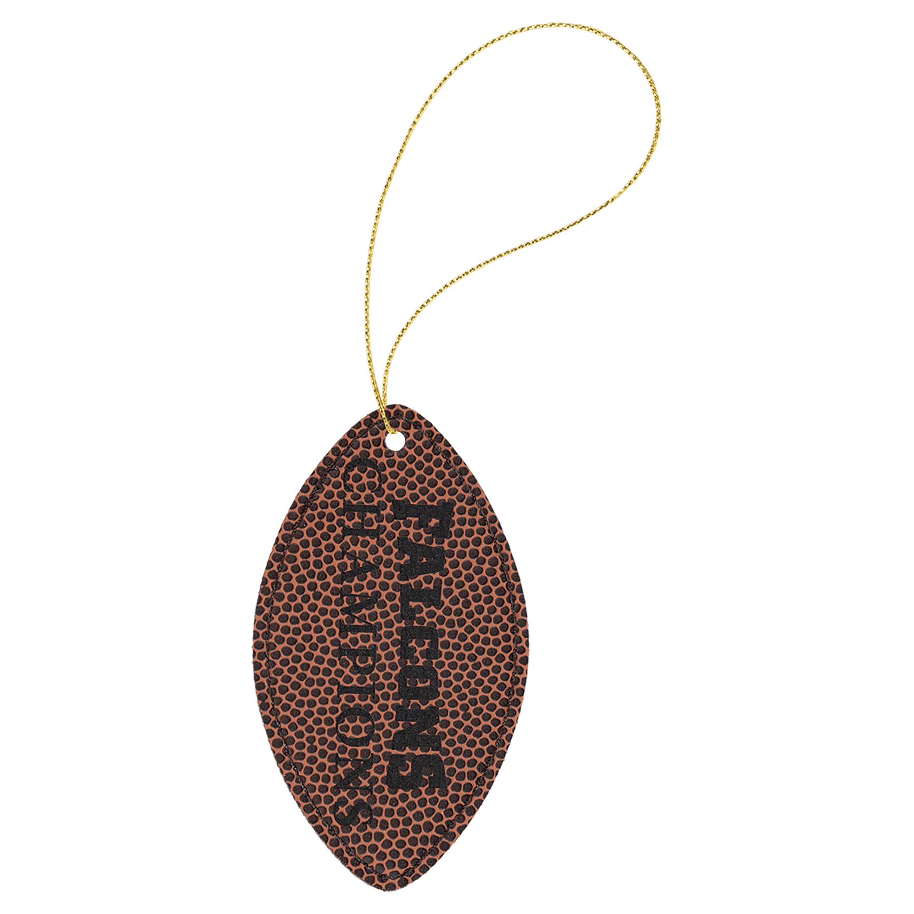 Football Engravable Leatherette Ornament with Gold String