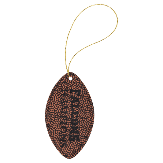 Football Engravable Leatherette Ornament with Gold String