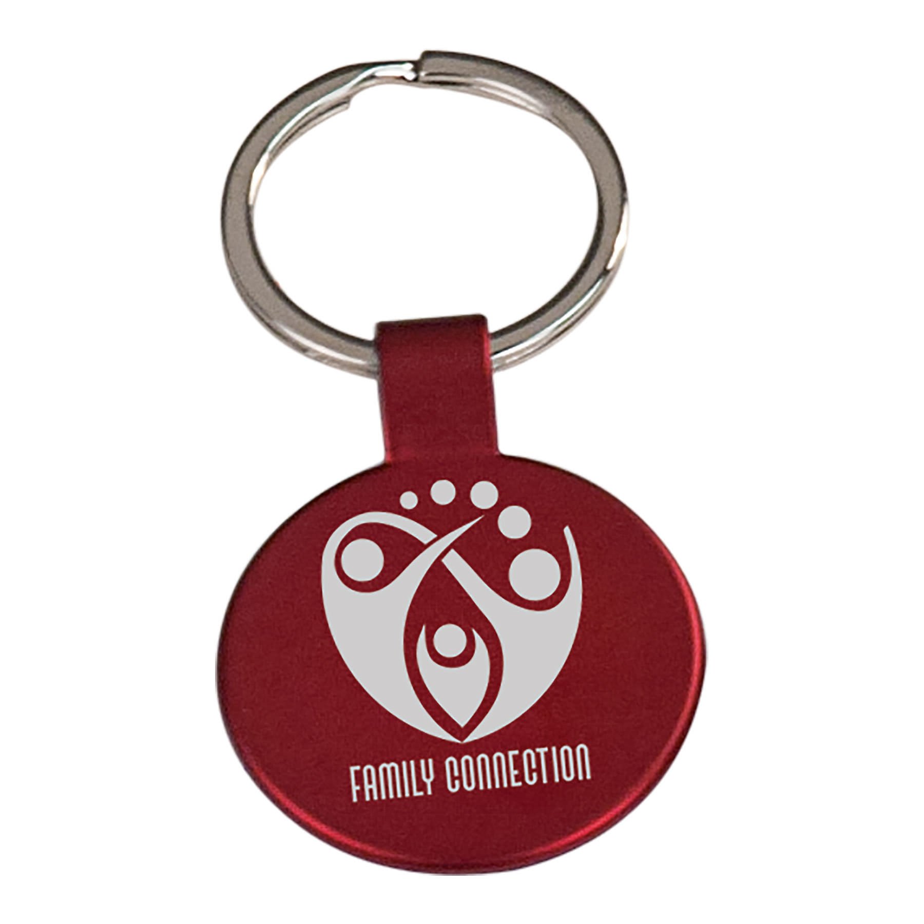 Red Engravable Round Keychain - 1 1/2"