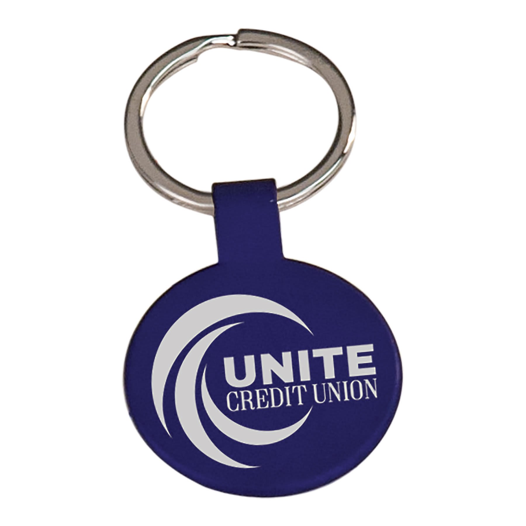 Blue Engravable Round Keychain - 1 1/2"