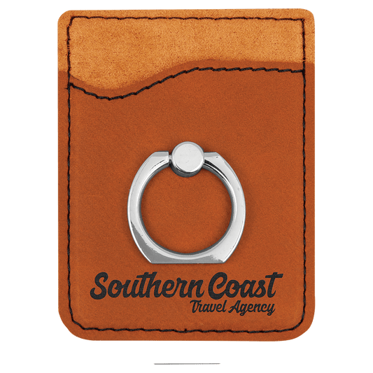 Rawhide Engravable Leatherette Phone Wallet with Silver Ring