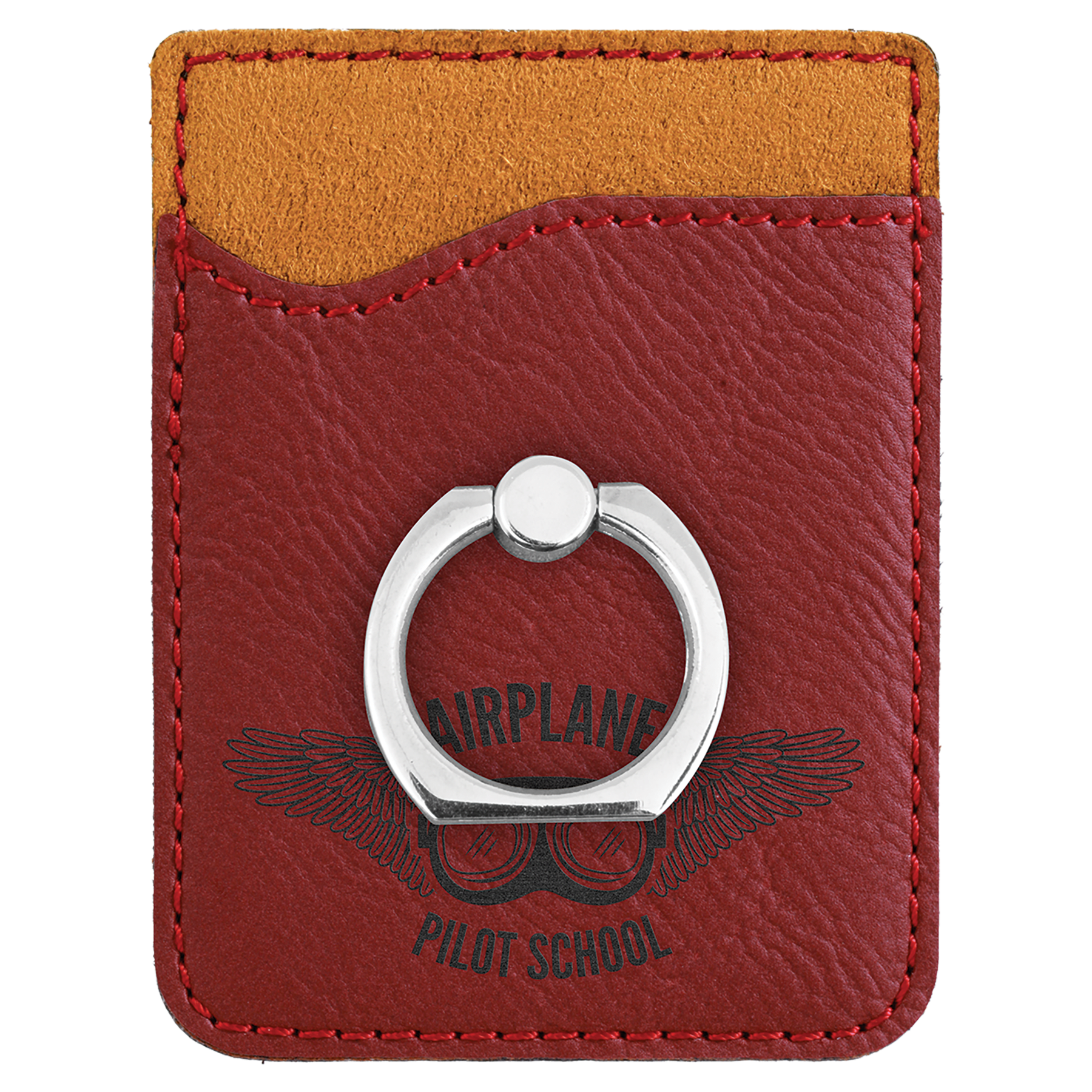 Rose Engravable Leatherette Phone Wallet with Silver Ring